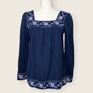 NWT | What Comes Around Goes Around | Embroidered Blouse | Blue | XS